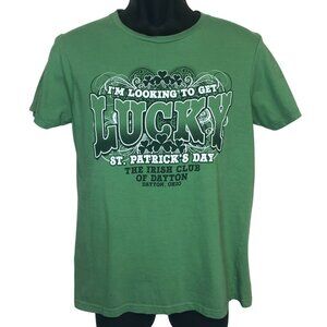 Irish Club 🍀of Dayton Womens Green Graphic Print Short Sleeve T-shirt Size M